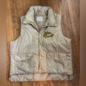 Vintage Beige Puffer Vest with Yellow Accents